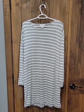 Cupcakes & Cashmere Gray and White Striped Dress